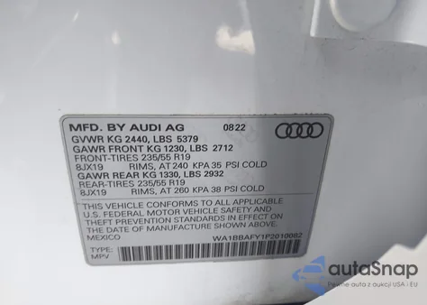 2023 Audi Q5 Premium Plus 40 Tfsi Quattro S Tronic z USA, uszkodzony, nr VIN WA1BBAFY1P2010082